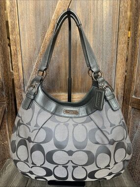 Coach F19251 Signature C Jacquard Canvas Hobo Bag in Charcoal Gray